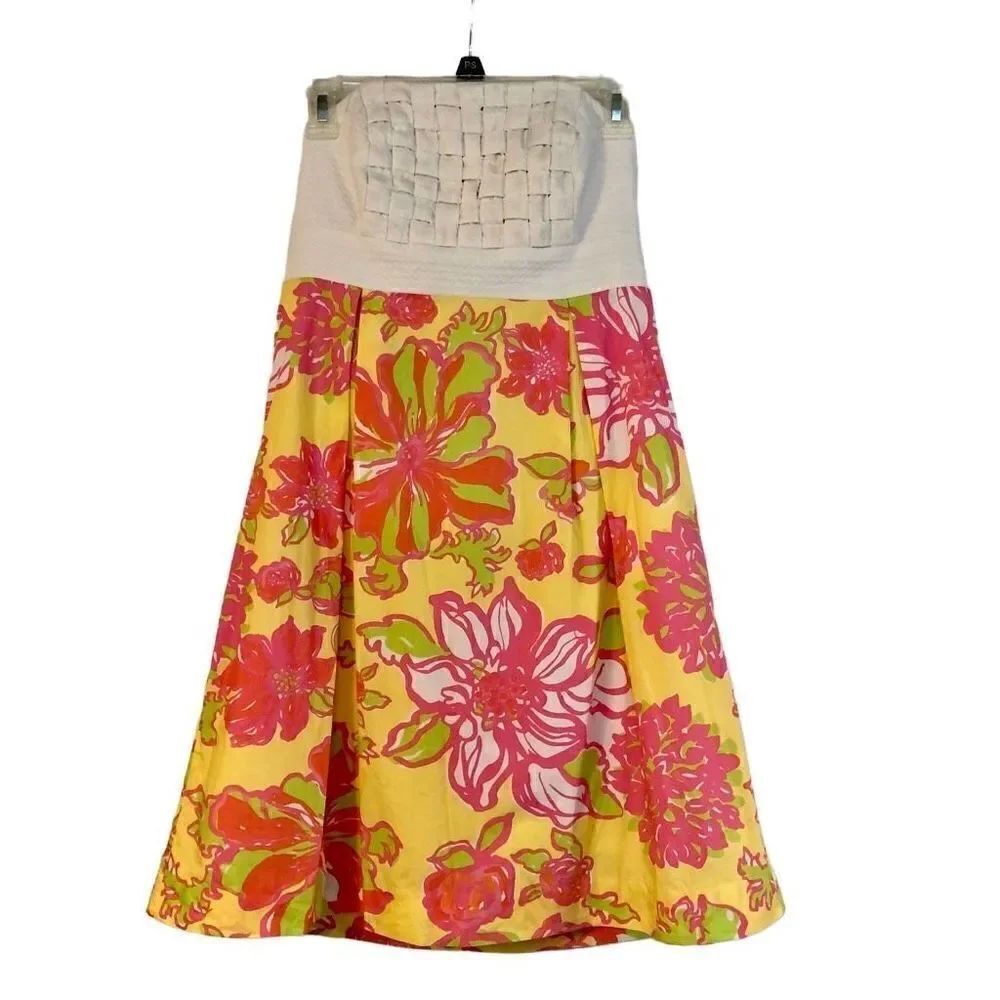 Lilly Pulitzer Women’s Strapless Woven Bodice Floral Skirt Size 4